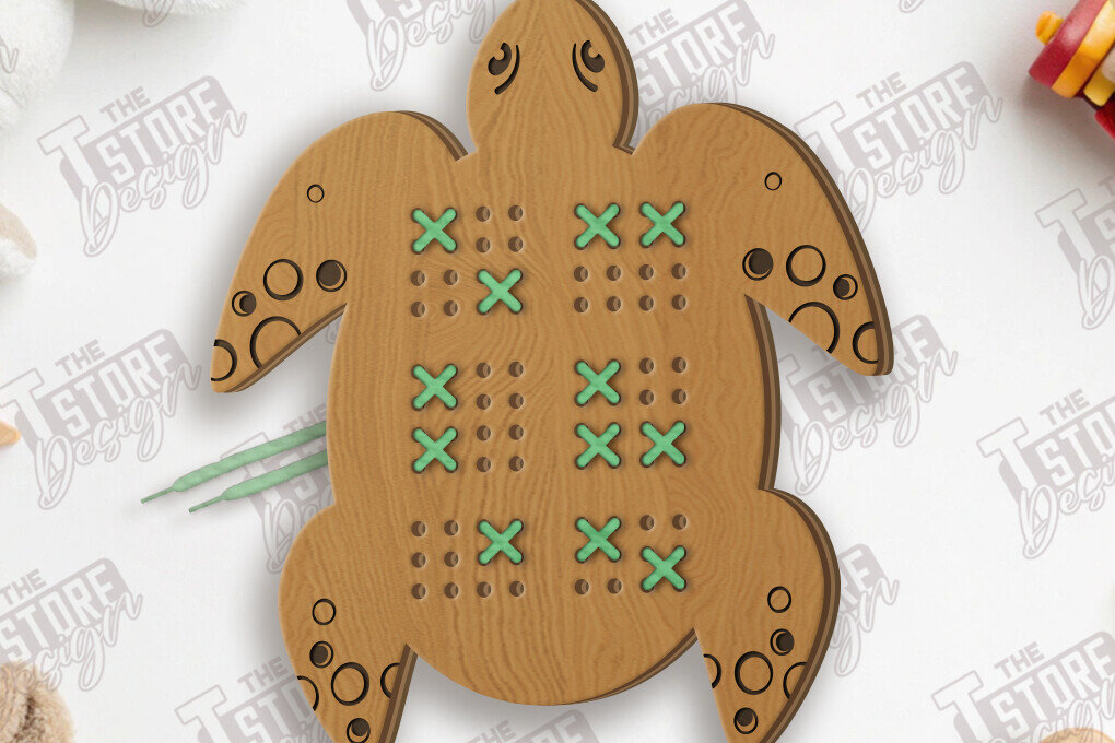 Σετ των 2 Intra απο ξύλο plywood 3mm-4mm πάχος - Cross Stitch Turtle Cut Laser | CNC Δίασταση 15x15 cm INTRAFABR-123351944