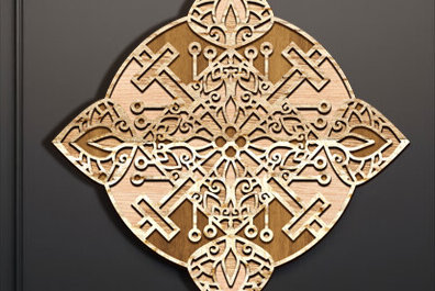 Intra απο ξύλο plywood 3mm-4mm πάχος - Cross Wall Art Laser Cut 3d Mandala  Δίασταση 30x30 cm INTRAFABR-95586831