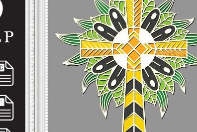 Σετ των 2 Intra απο ξύλο plywood 3mm-4mm πάχος - Σταυρός με λουλούδια Laser Cut  Δίασταση 20x20 cm INTRAFABR-37178599