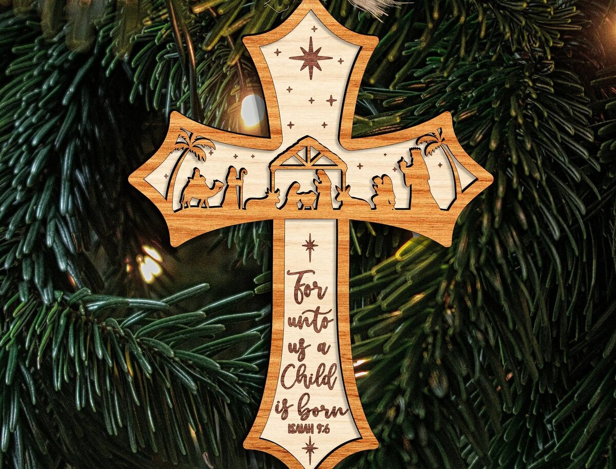 Σετ των 3 Intra απο ξύλο plywood 3mm-4mm πάχος - Σταυρός Ξύλο Στολίδι  Δίασταση 6x6 cm INTRAFABR-111756840