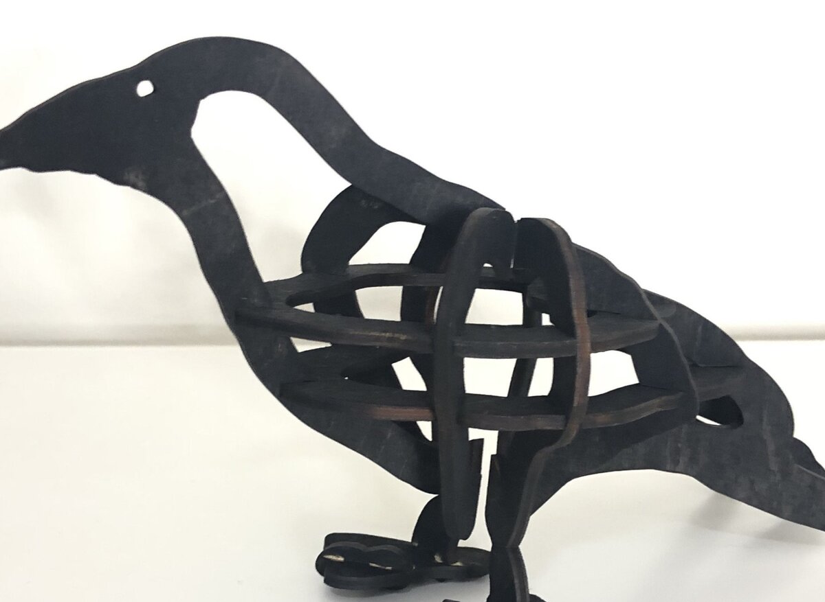 Σετ των 2 Intra απο ξύλο plywood 3mm-4mm πάχος - Crow 3D Laser Cut Sculpture Glowforge Δίασταση 20x20 cm INTRAFABR-31802654