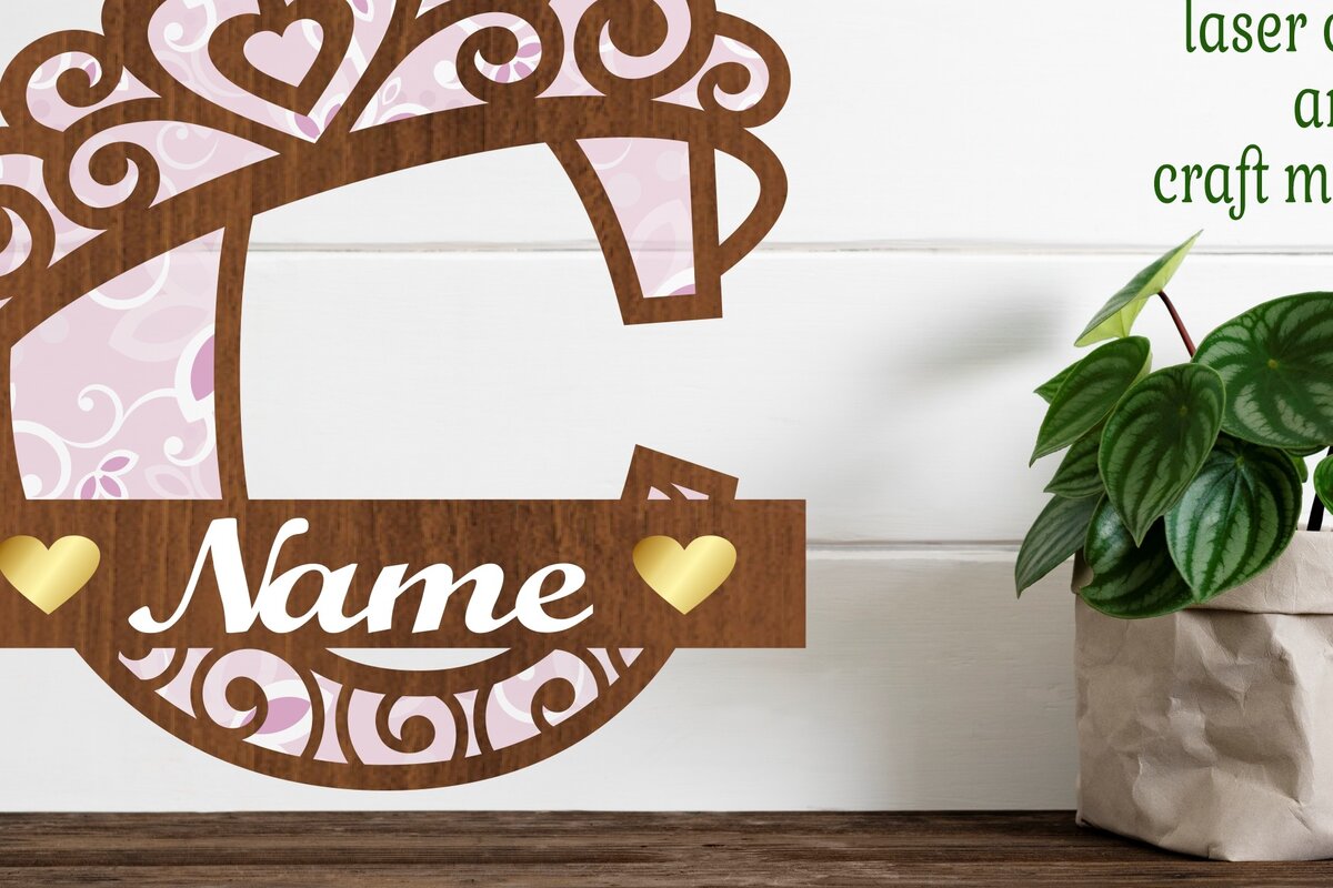 Intra απο ξύλο plywood 3mm-4mm πάχος - Μονόγραμμα με κεφαλαίο στέμμα Γράμμα C  Δίασταση 30x20 cm INTRAFABR-72539149