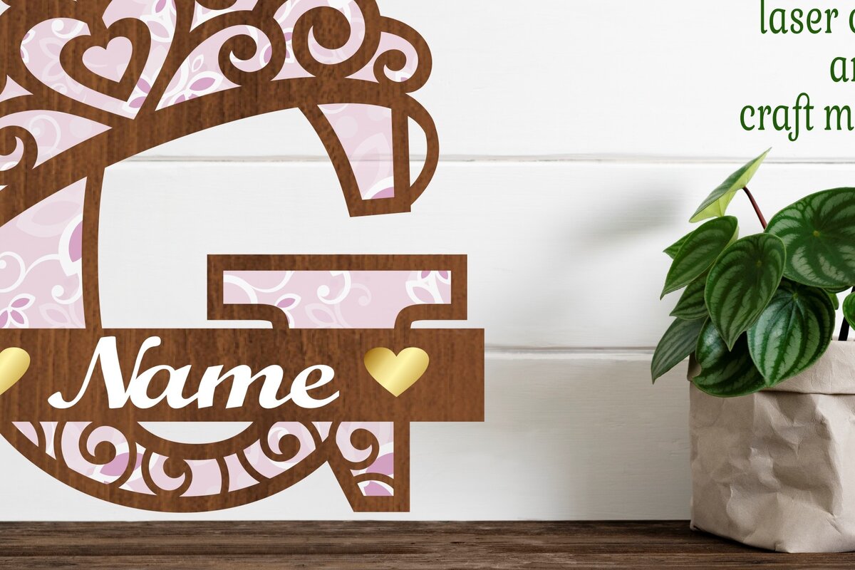 Intra απο ξύλο plywood 3mm-4mm πάχος - Μονόγραμμα με κεφαλαίο στέμμα Γράμμα G  Δίασταση 30x20 cm INTRAFABR-72539297