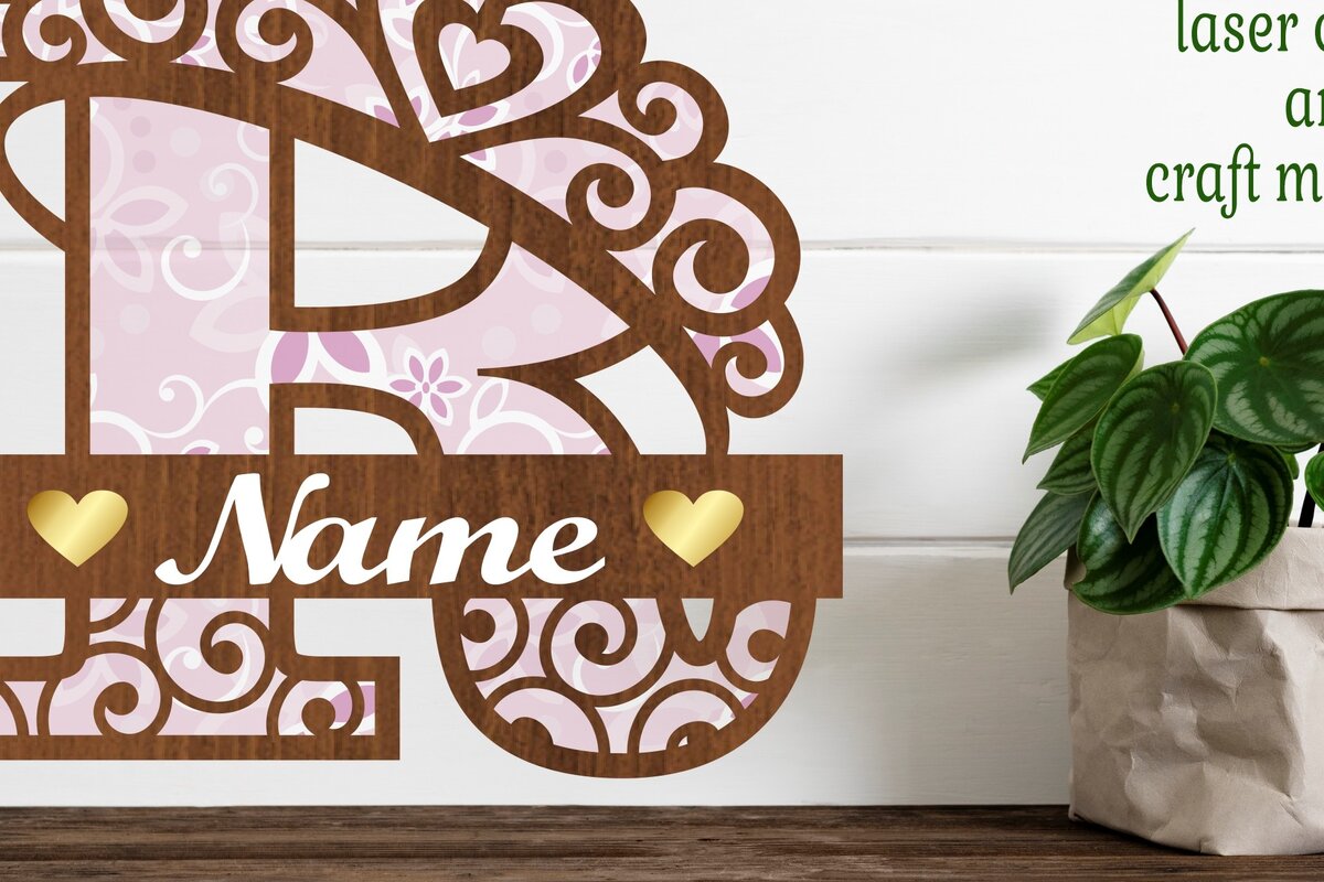 Intra απο ξύλο plywood 3mm-4mm πάχος - Κορώνα κεφαλαίο μονόγραμμα Γράμμα R  Δίασταση 30x20 cm INTRAFABR-72539547