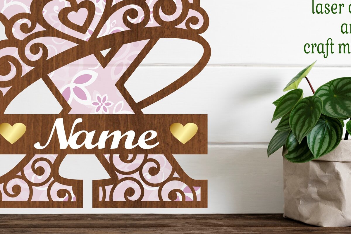 Intra απο ξύλο plywood 3mm-4mm πάχος - Κορώνα κεφαλαίο μονόγραμμα Γράμμα X  Δίασταση 30x20 cm INTRAFABR-72539662