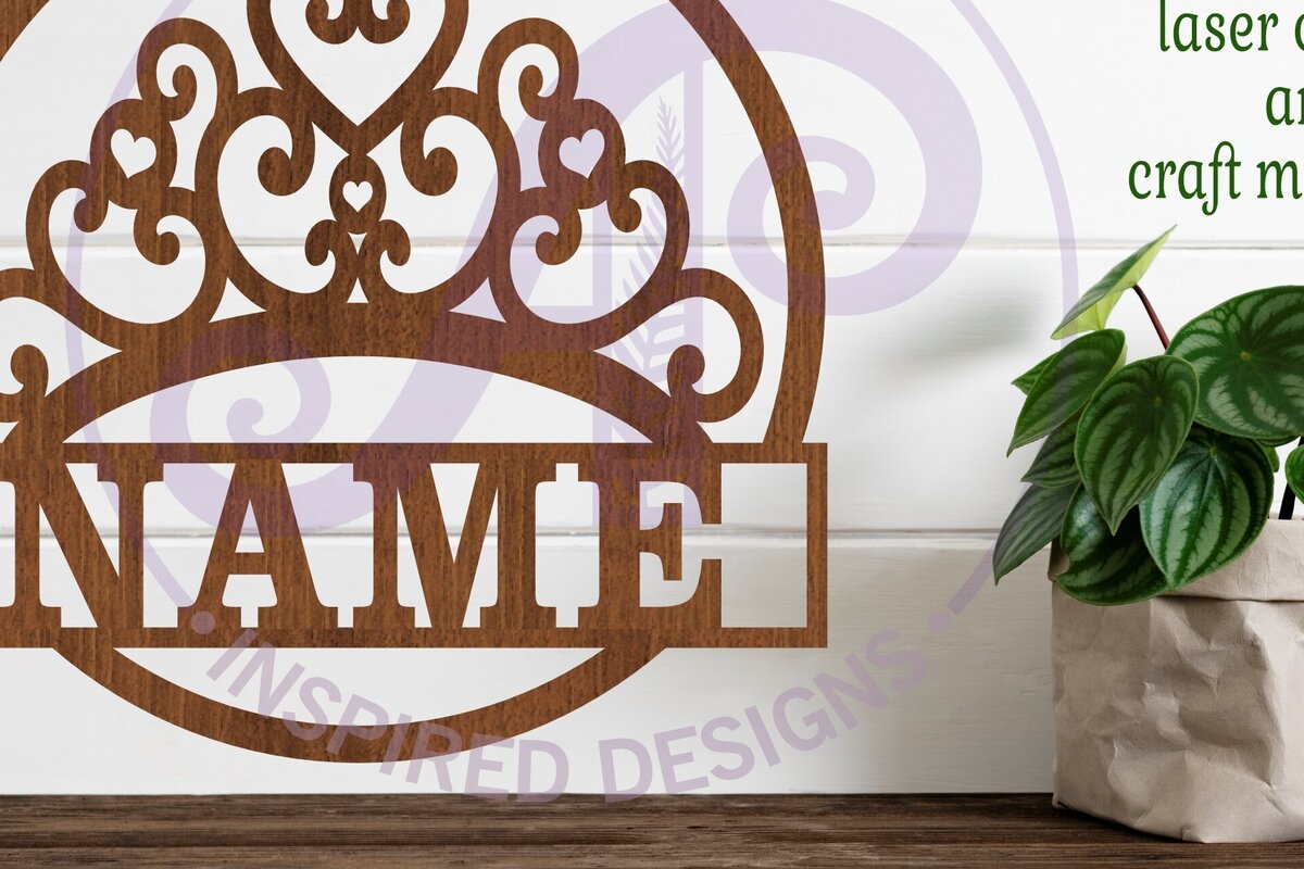 Intra απο ξύλο plywood 3mm-4mm πάχος - Σήμα ονόματος κορώνας Πρότυπο κοπής λέιζερ  Δίασταση 30x20 cm INTRAFABR-98945052