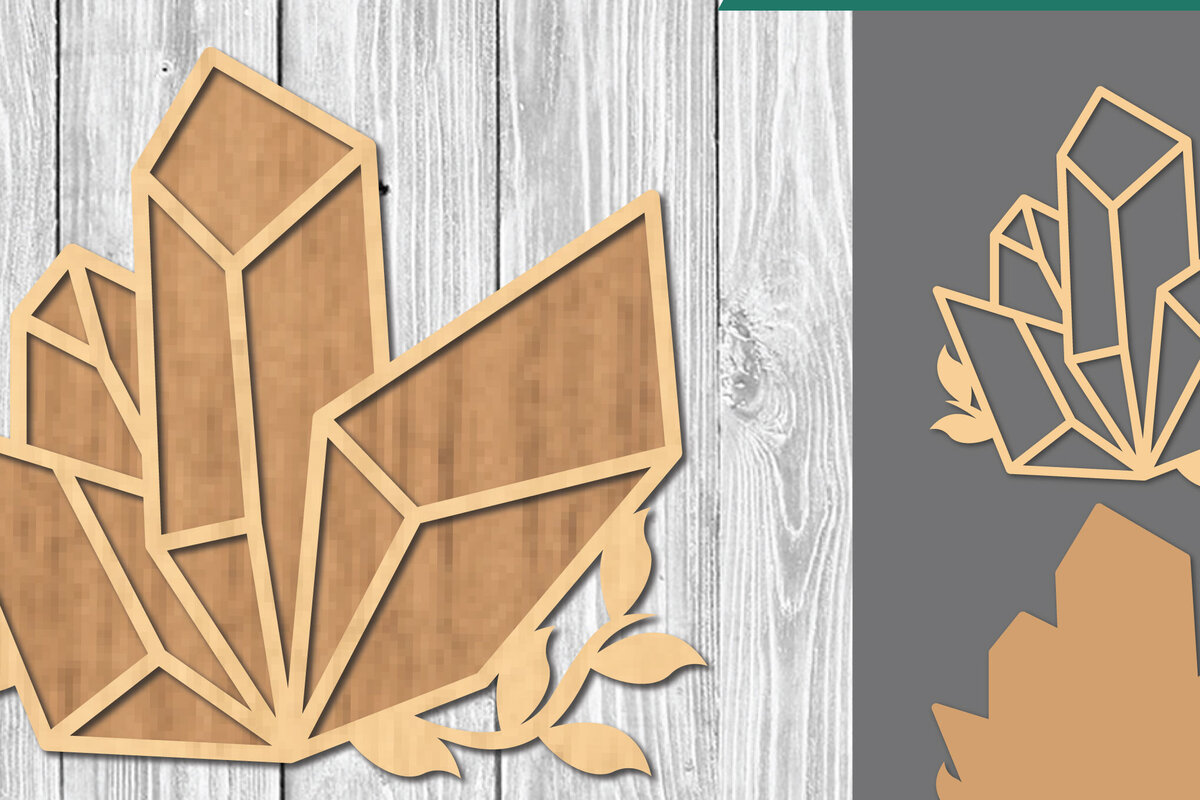 Σετ των 2 Intra απο ξύλο plywood 3mm-4mm πάχος - Crystal Laser Cut Decoration  Δίασταση 20x20 cm INTRAFABR-109409802