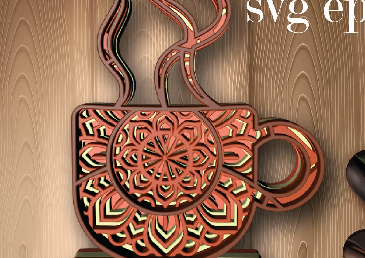 Intra απο ξύλο plywood 3mm-4mm πάχος - Κύπελλο, 4 στρώσεις, 3d Mandala Δίασταση 30x30 cm INTRAFABR-30008067