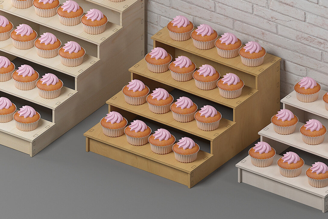 Intra απο ξύλο plywood 3mm-4mm πάχος - Βάση προβολής Cupcake / Ξύλινα ράφια 320 Δίασταση 30x20 cm INTRAFABR-57799329