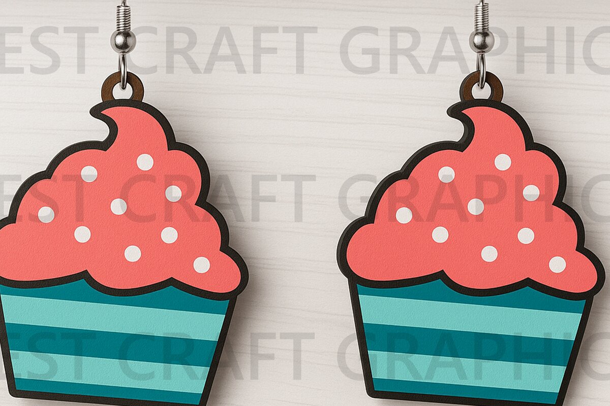 Σετ των 3 Intra απο ξύλο plywood 3mm-4mm πάχος - Σκουλαρίκια Cupcake  Summer Fun Δίασταση 3x3 cm INTRAFABR-123010309