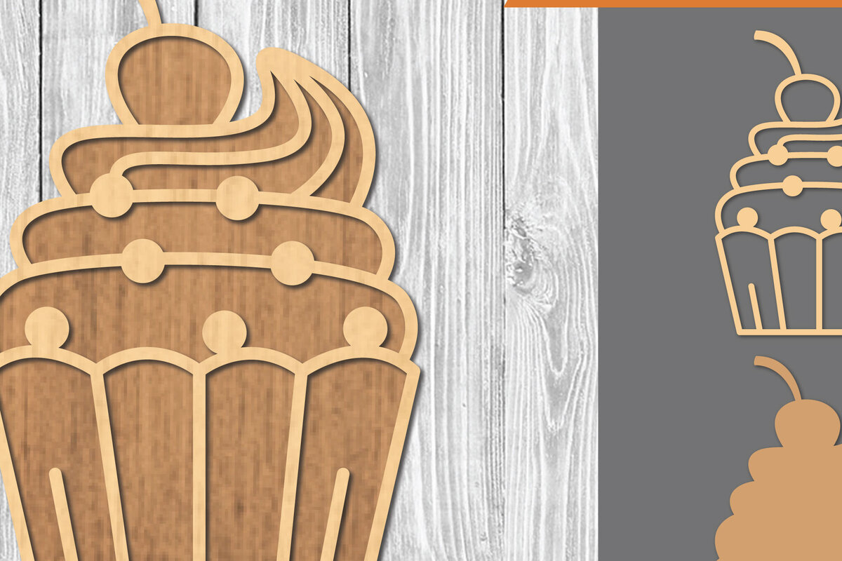 Intra απο ξύλο plywood 3mm-4mm πάχος - Cupcake Laser Cut Διακόσμηση  Δίασταση 20x20 cm INTRAFABR-109510832