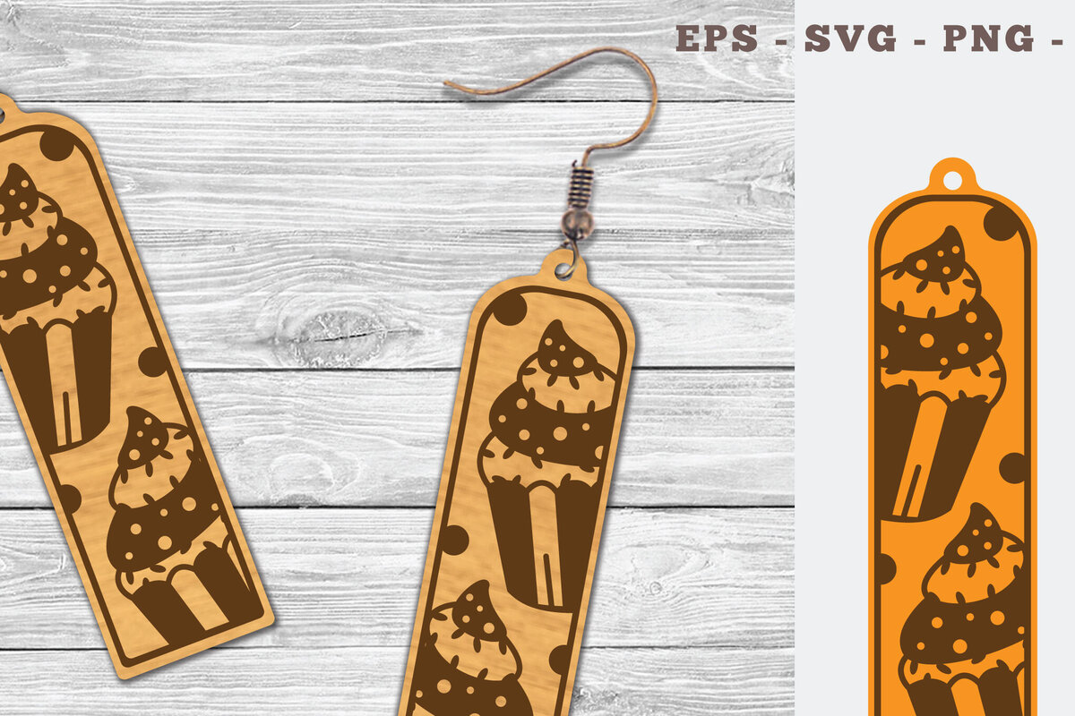 Σετ των 3 Intra απο ξύλο plywood 3mm-4mm πάχος - Σκουλαρίκια κοπής με λέιζερ Cupcake  Δίασταση 3x3 cm INTRAFABR-103062196