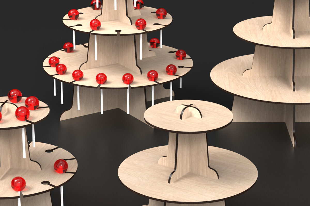 Σετ των 2 Intra απο ξύλο plywood 3mm-4mm πάχος - Cupcake Lollipop Stand Laser Cut  Δίασταση 20x20 cm INTRAFABR-89712000