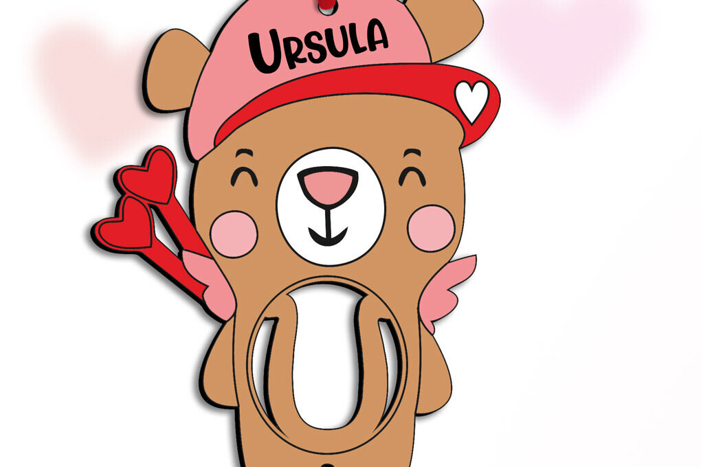 Σετ των 2 Intra απο ξύλο plywood 3mm-4mm πάχος - Έρωτας γράμμα U του Αγίου Βαλεντίνου Δίασταση 20x20 cm INTRAFABR-112053431