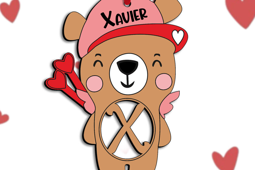 Σετ των 2 Intra απο ξύλο plywood 3mm-4mm πάχος - Έρωτας γράμμα X του Αγίου Βαλεντίνου Δίασταση 20x20 cm INTRAFABR-112056219