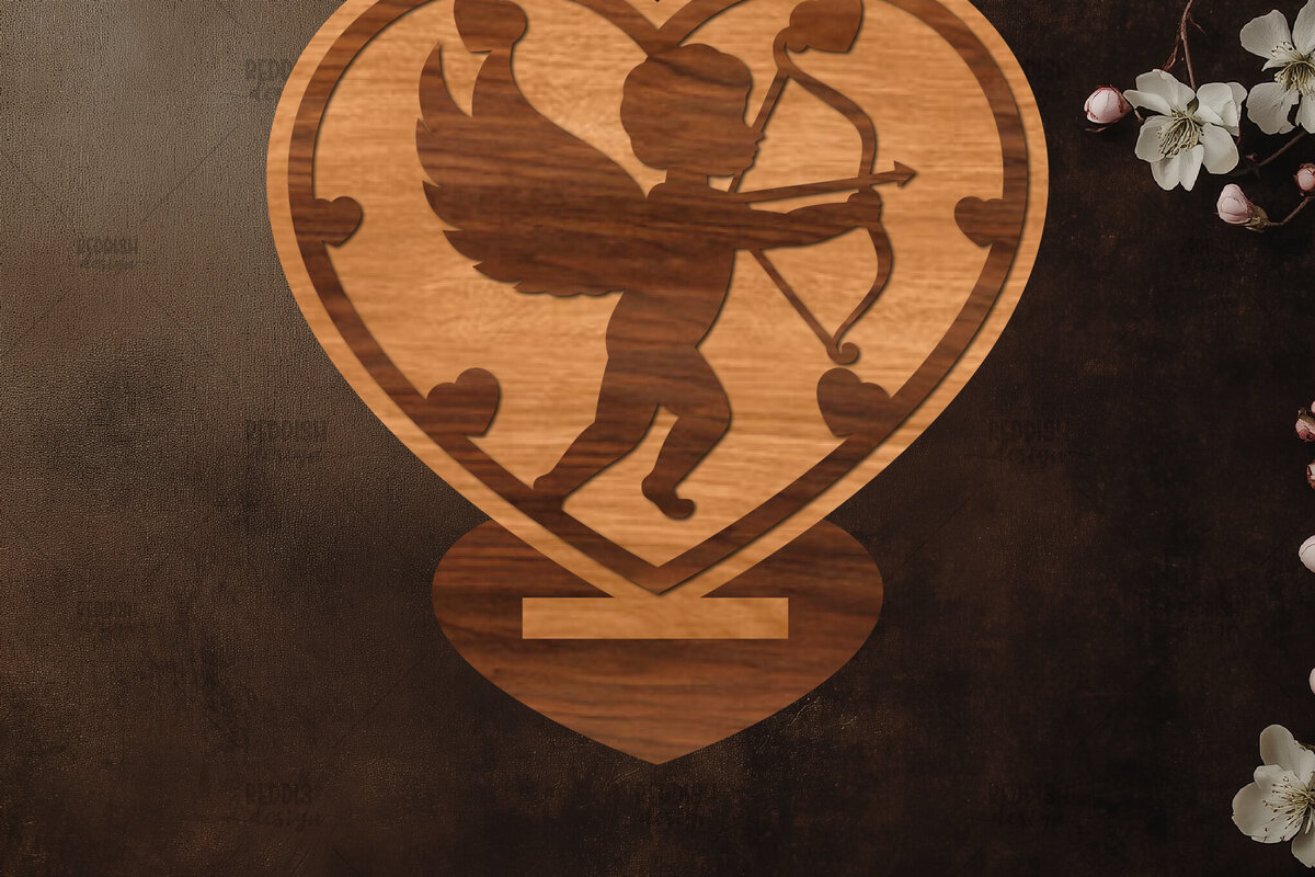 Σετ των 2 Intra απο ξύλο plywood 3mm-4mm πάχος - Στάση κοπής με λέιζερ Έρως  Δίασταση 20x20 cm INTRAFABR-114693716