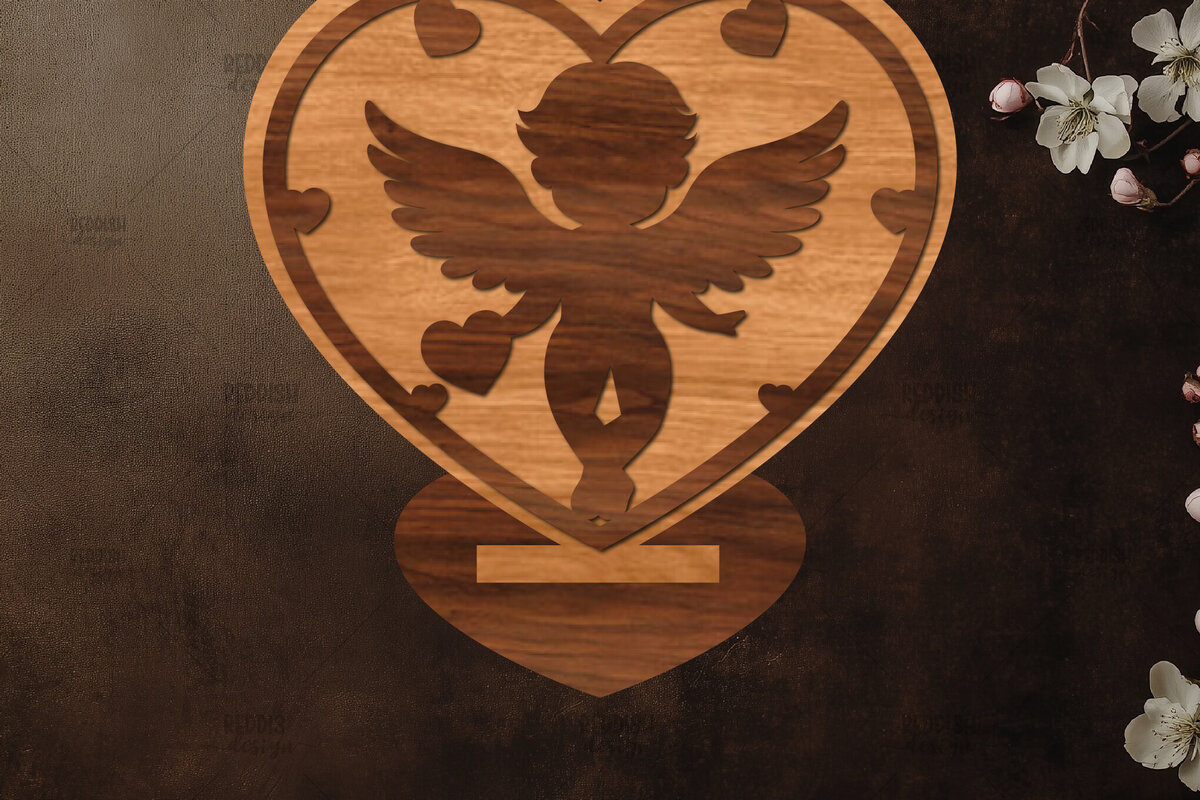 Σετ των 2 Intra απο ξύλο plywood 3mm-4mm πάχος - Στάση κοπής με λέιζερ Έρως  Δίασταση 20x20 cm INTRAFABR-114693740