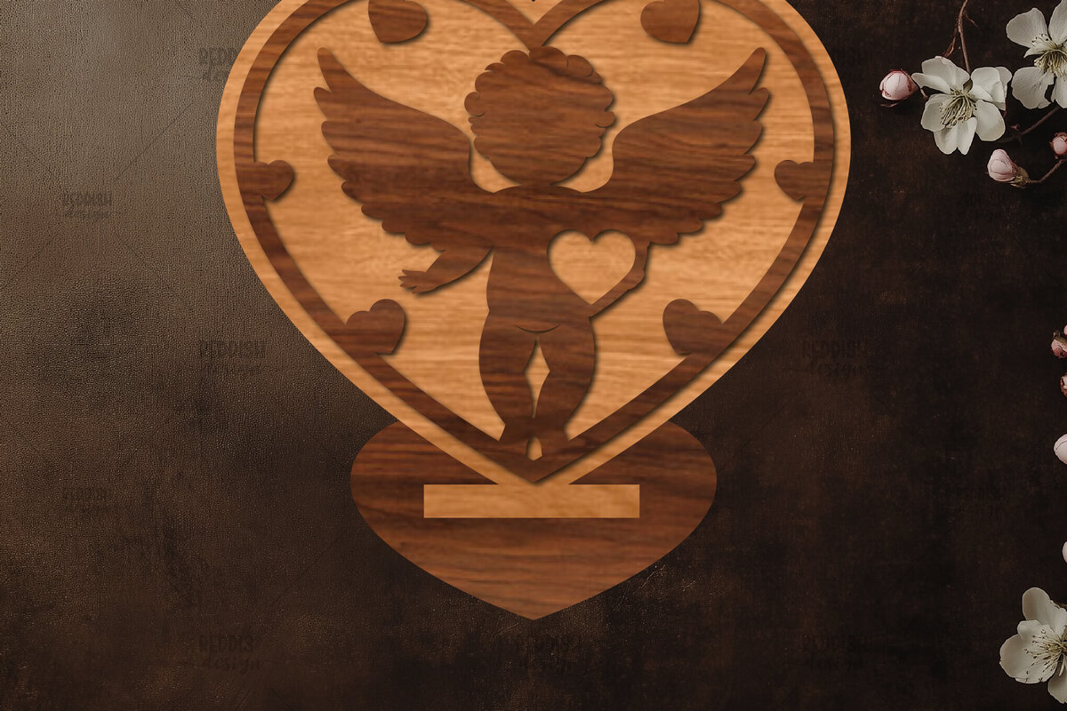 Σετ των 2 Intra απο ξύλο plywood 3mm-4mm πάχος - Στάση κοπής με λέιζερ Έρως  Δίασταση 20x20 cm INTRAFABR-114693699