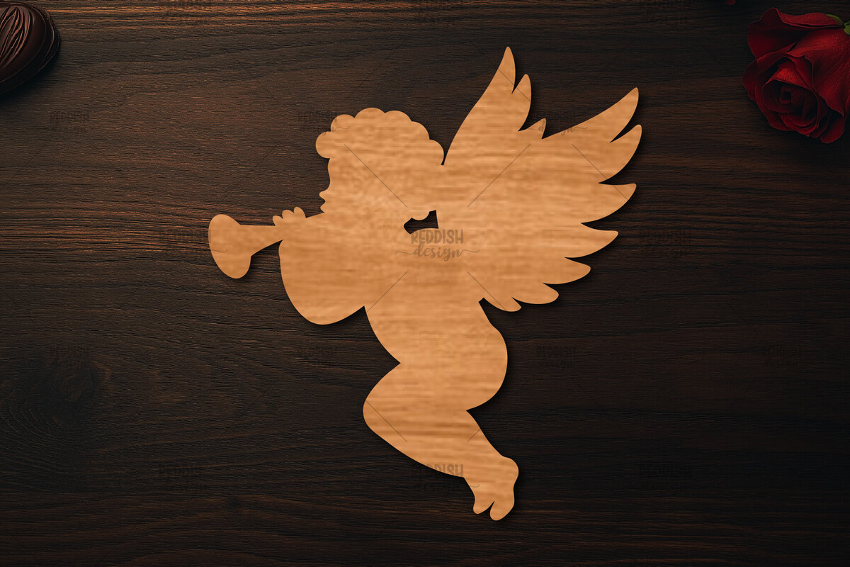 Σετ των 2 Intra απο ξύλο plywood 3mm-4mm πάχος - Cupid Laser Cut , Valentine  Δίασταση 20x20 cm INTRAFABR-113764990