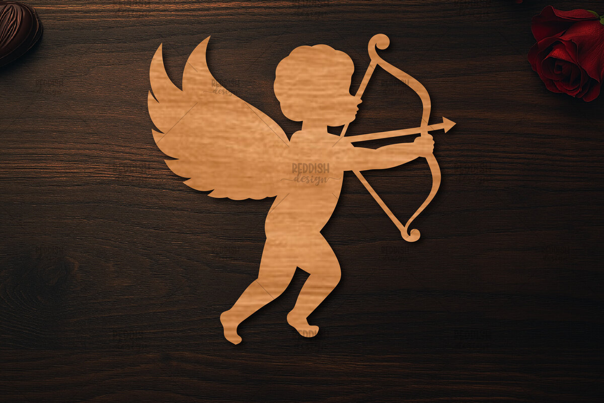 Σετ των 2 Intra απο ξύλο plywood 3mm-4mm πάχος - Cupid Laser Cut , Valentine  Δίασταση 20x20 cm INTRAFABR-113764846