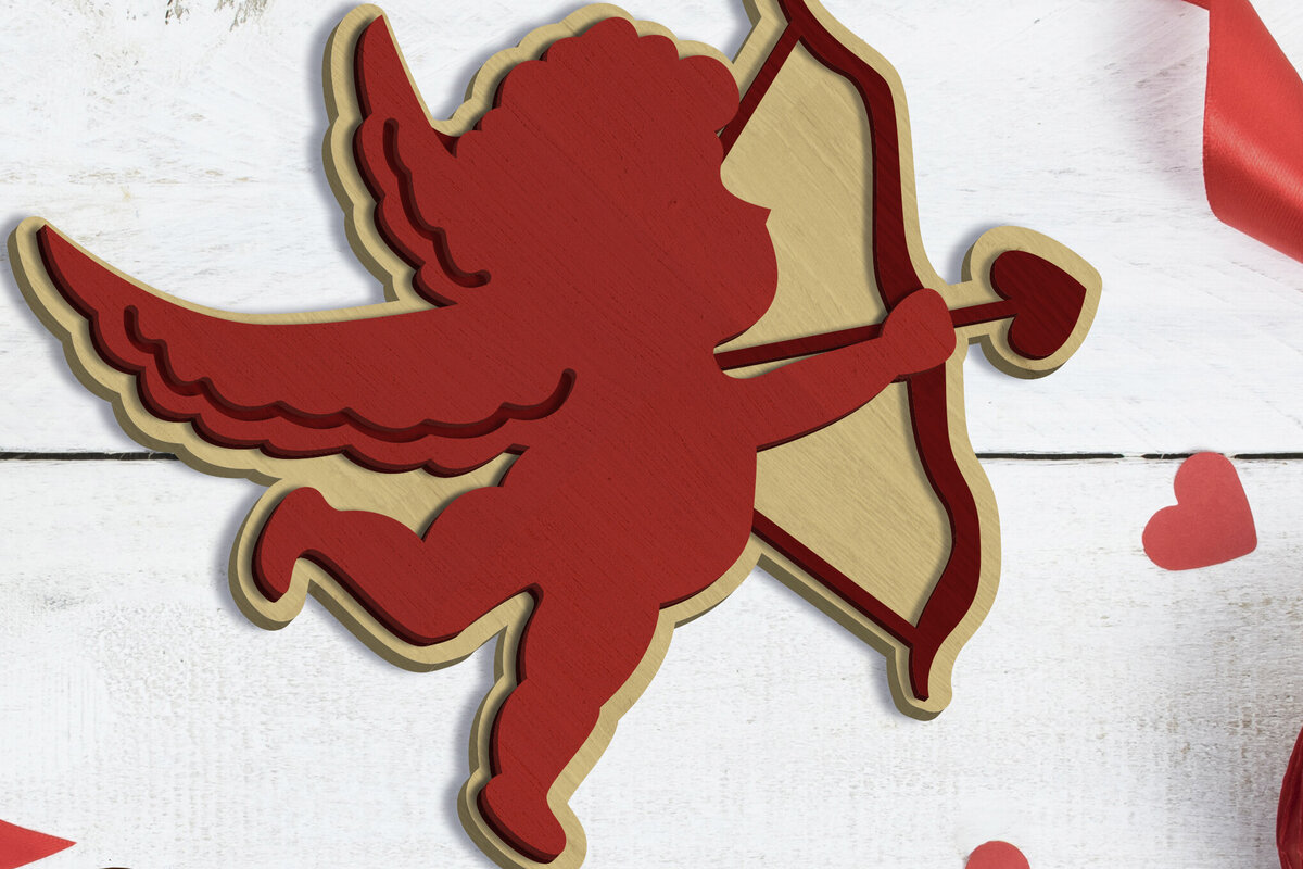 Σετ των 3 Intra απο ξύλο plywood 3mm-4mm πάχος - CUPIDON Διακοσμητικό πρότυπο κοπής Δίασταση 7x6 cm INTRAFABR-88212538