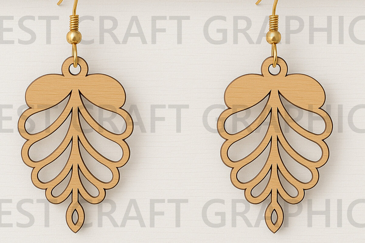 Σετ των 3 Intra απο ξύλο plywood 3mm-4mm πάχος - Βοτανικά σκουλαρίκια με καμπύλες  Δίασταση 3x3 cm INTRAFABR-123755247