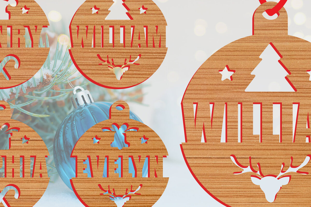 Σετ των 2 Intra απο ξύλο plywood 3mm-4mm πάχος - Προσαρμοσμένο χριστουγεννιάτικο μπιχλιμπίδι Δίασταση 15x15 cm INTRAFABR-54257181