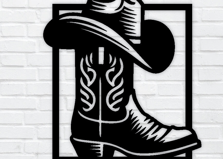 Intra απο ξύλο plywood 3mm-4mm πάχος - Προσαρμοσμένη μεταλλική πινακίδα για μπότες Cowboy &amp; Cowgirl Δίασταση 3600x3600 cm INTRAFABR-97683908