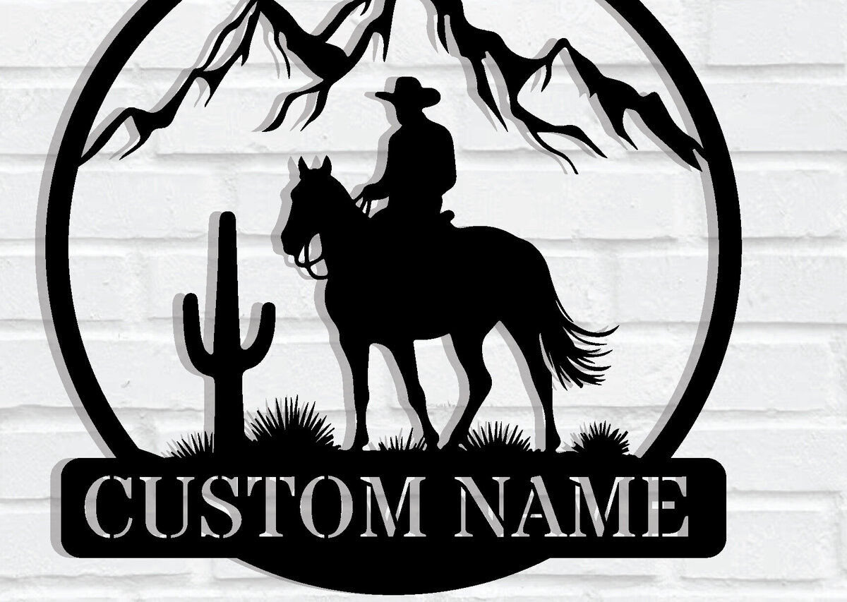 Intra απο ξύλο plywood 3mm-4mm πάχος - Προσαρμοσμένη μεταλλική πινακίδα Cowboy Cowgirl Δίασταση 3600x3600 cm INTRAFABR-118077114