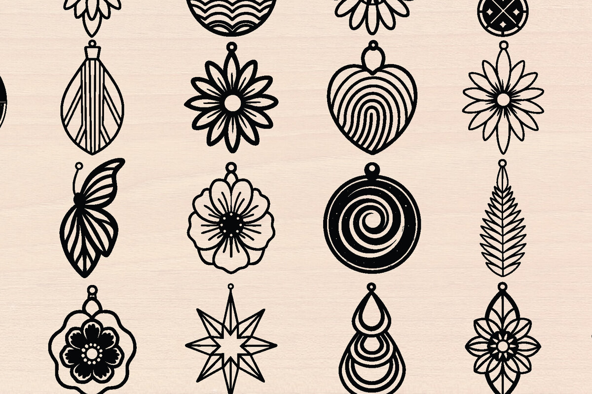 Intra απο ξύλο plywood 3mm-4mm πάχος - Προσαρμοσμένα σκουλαρίκια  κομμένα με λέιζερ Δίασταση 3000x3000 cm INTRAFABR-121047356