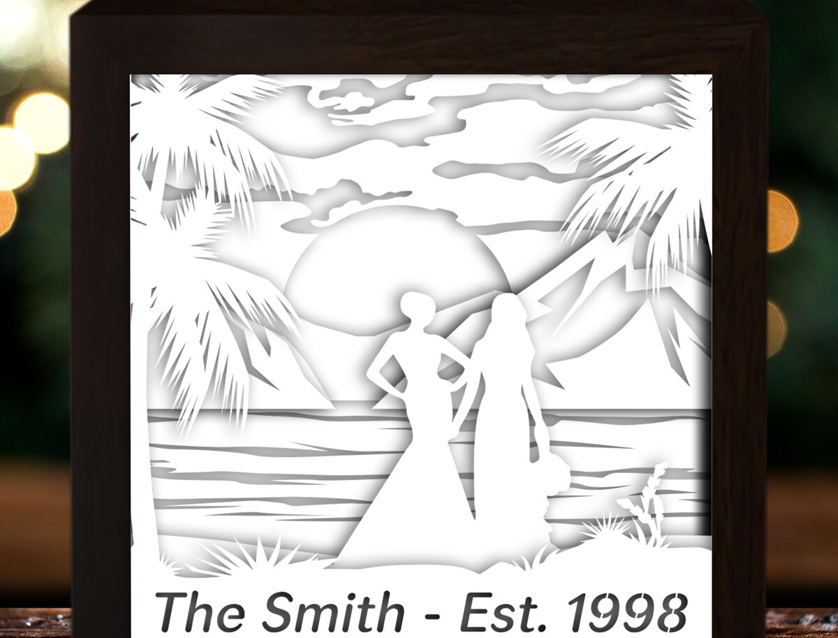 Σετ των 2 Intra απο ξύλο plywood 3mm-4mm πάχος - Προσαρμοσμένο Όνομα και Έτος Ζευγάρι Δίασταση 20x20 cm INTRAFABR-28000549