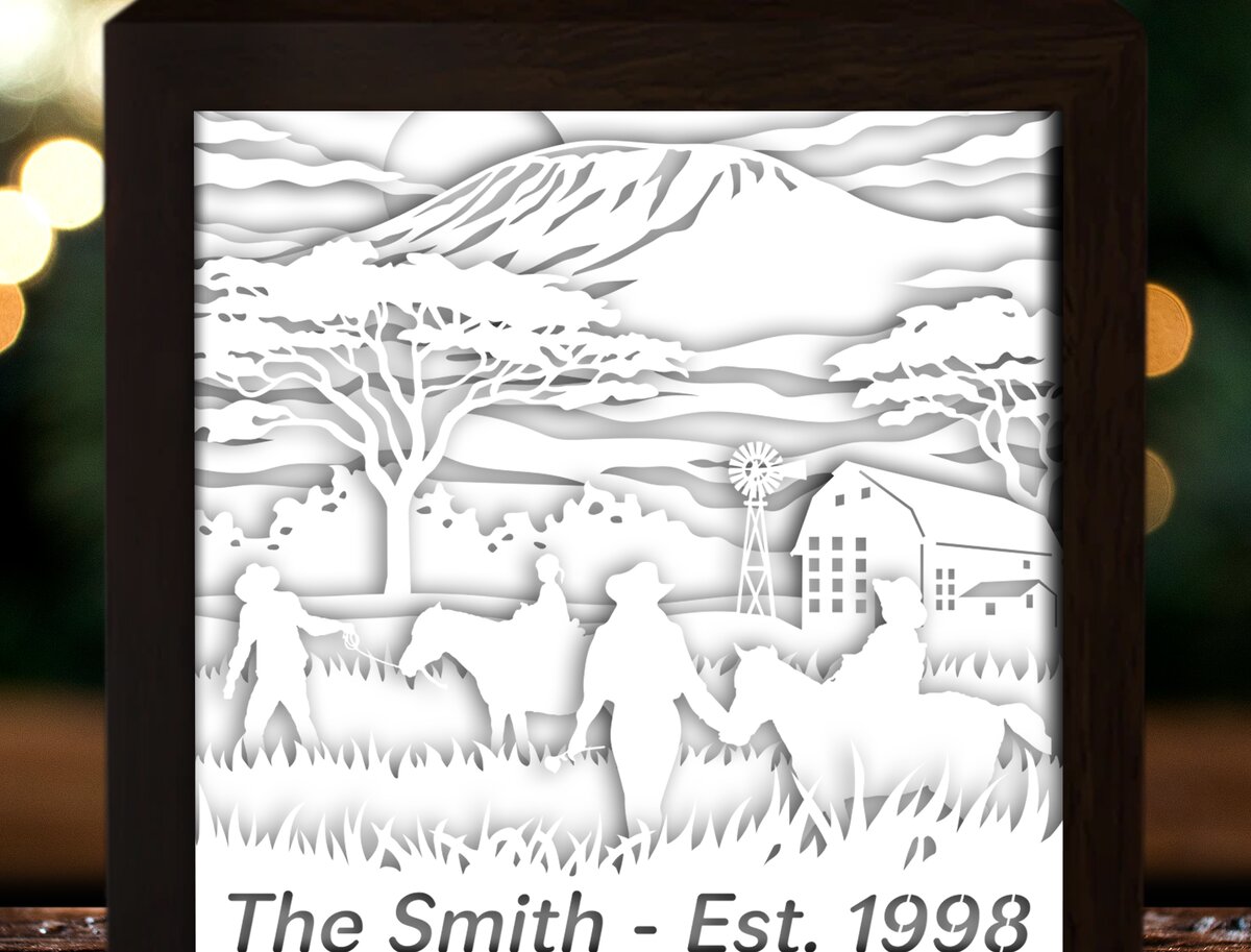 Σετ των 2 Intra απο ξύλο plywood 3mm-4mm πάχος - Προσαρμοσμένο Όνομα και Έτος Αγρότης Οικογένειας Δίασταση 20x20 cm INTRAFABR-27878972