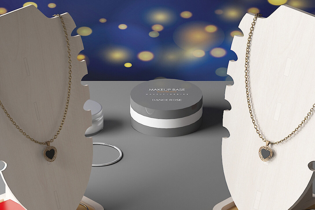 Σετ των 3 Intra απο ξύλο plywood 3mm-4mm πάχος - Προσαρμοσμένο σταντ κολιέ / βραχιόλι κοσμημάτων Δίασταση 5x5 cm INTRAFABR-58586554