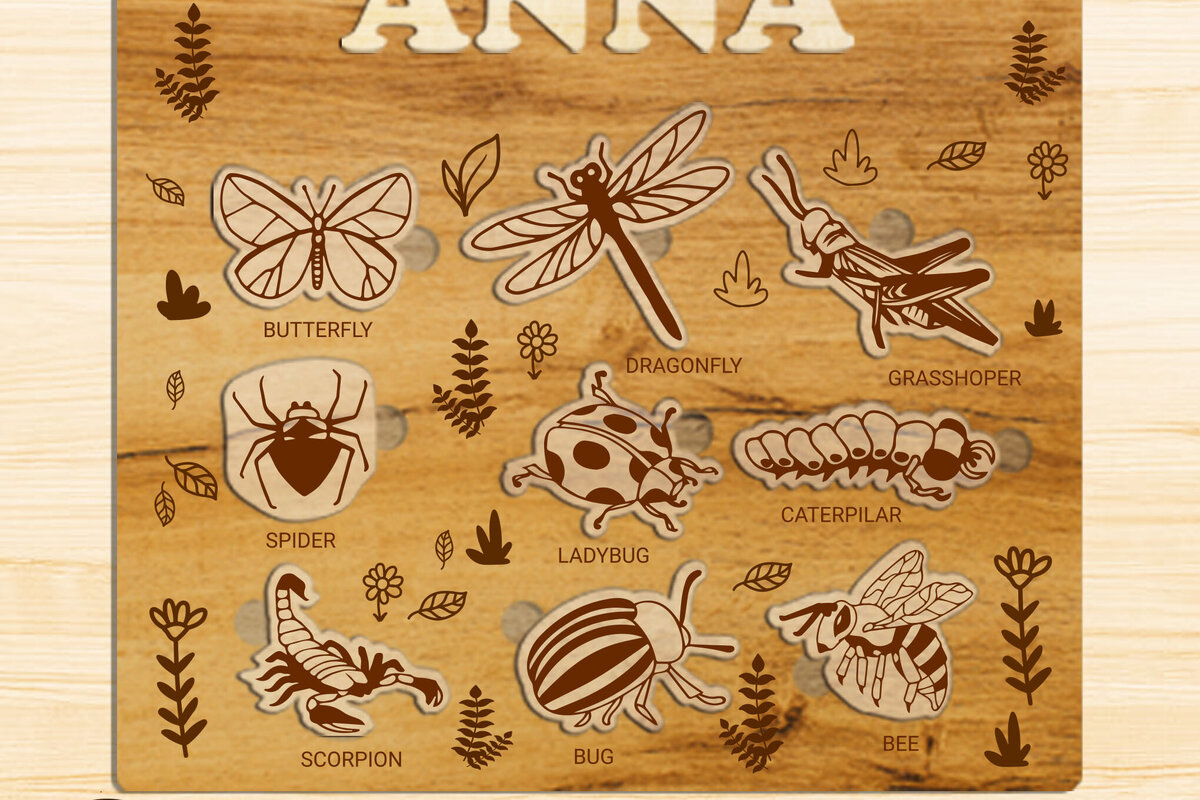 Σετ των 2 Intra απο ξύλο plywood 3mm-4mm πάχος - Προσαρμοσμένο παζλ για παιδιά, Ξύλινο πρότυπο Δίασταση 11x12 cm INTRAFABR-86872669