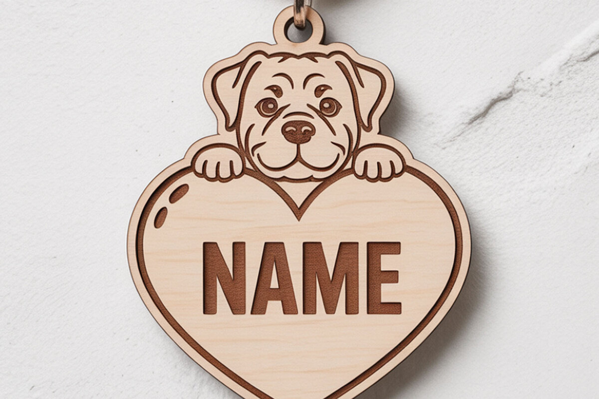 Σετ των 3 Intra απο ξύλο plywood 3mm-4mm πάχος - Προσαρμοσμένο μπρελόκ Rottweiler Heart Δίασταση 4x4 cm INTRAFABR-122244594