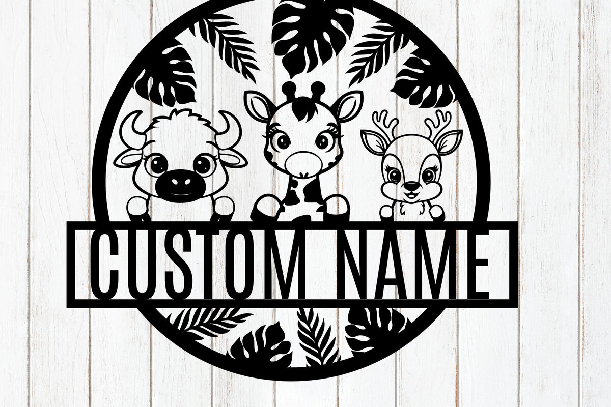 Σετ των 3 Intra απο ξύλο plywood 3mm-4mm πάχος - Προσαρμοσμένη πινακίδα ονόματος ζώου σαφάρι - ζούγκλα Δίασταση 6x6 cm INTRAFABR-118293416