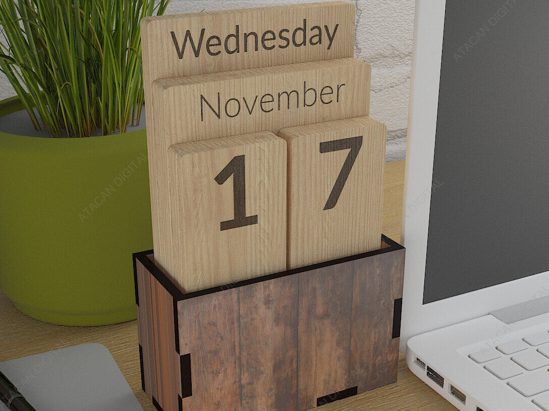 Σετ των 2 Intra απο ξύλο plywood 3mm-4mm πάχος - Προσαρμοσμένο Ξύλινο Μπλοκ Διαρκές Ημερολόγιο Δίασταση 20x20 cm INTRAFABR-80817980