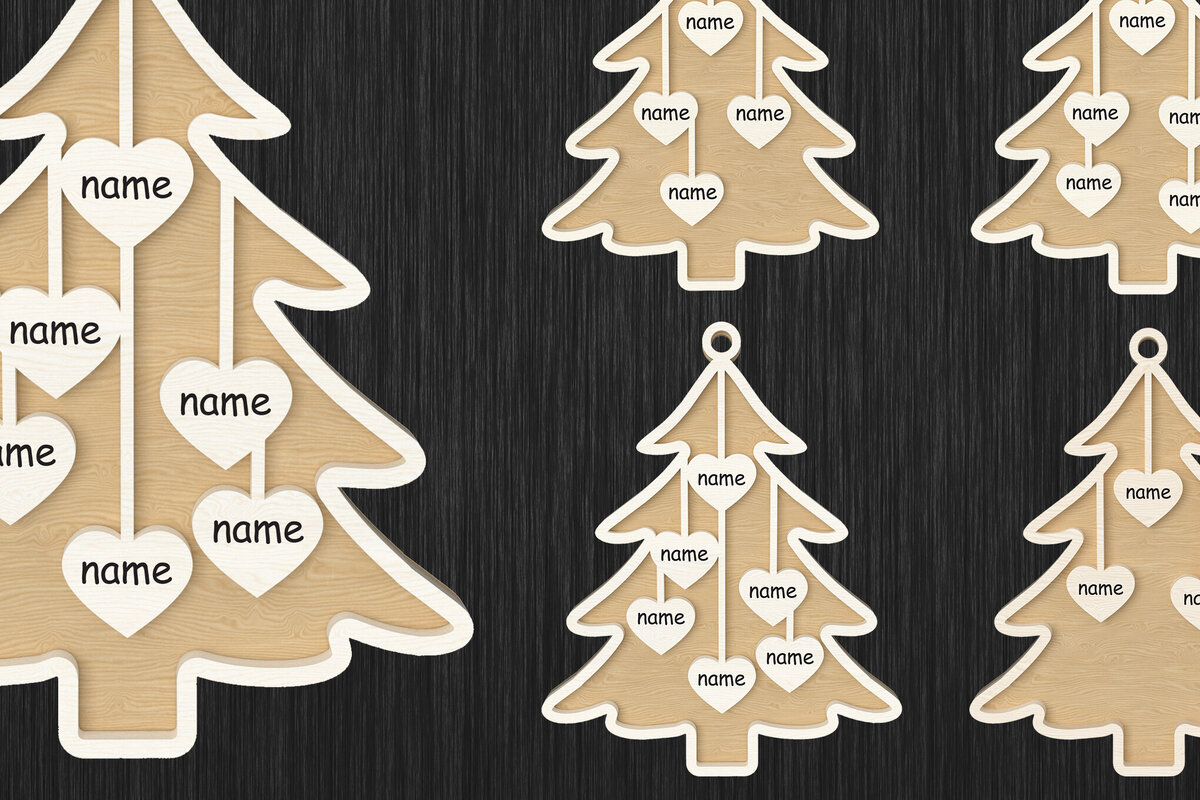 Σετ των 3 Intra απο ξύλο plywood 3mm-4mm πάχος - Προσαρμόσιμο οικογενειακό χριστουγεννιάτικο στολίδι Δίασταση 6x6 cm INTRAFABR-109448863