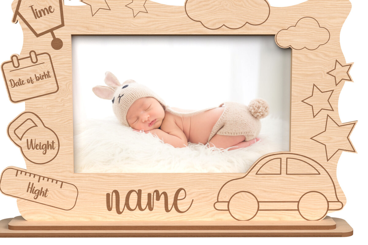 Σετ των 2 Intra απο ξύλο plywood 3mm-4mm πάχος - Προσαρμοσμένη  κορνίζας μωρού Δίασταση 20x25 cm INTRAFABR-116770551