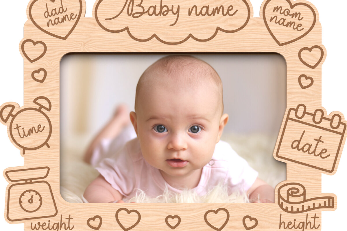 Σετ των 2 Intra απο ξύλο plywood 3mm-4mm πάχος - Προσαρμοσμένη κορνίζα μωρών με καρδιές Δίασταση 20x25 cm INTRAFABR-116659470