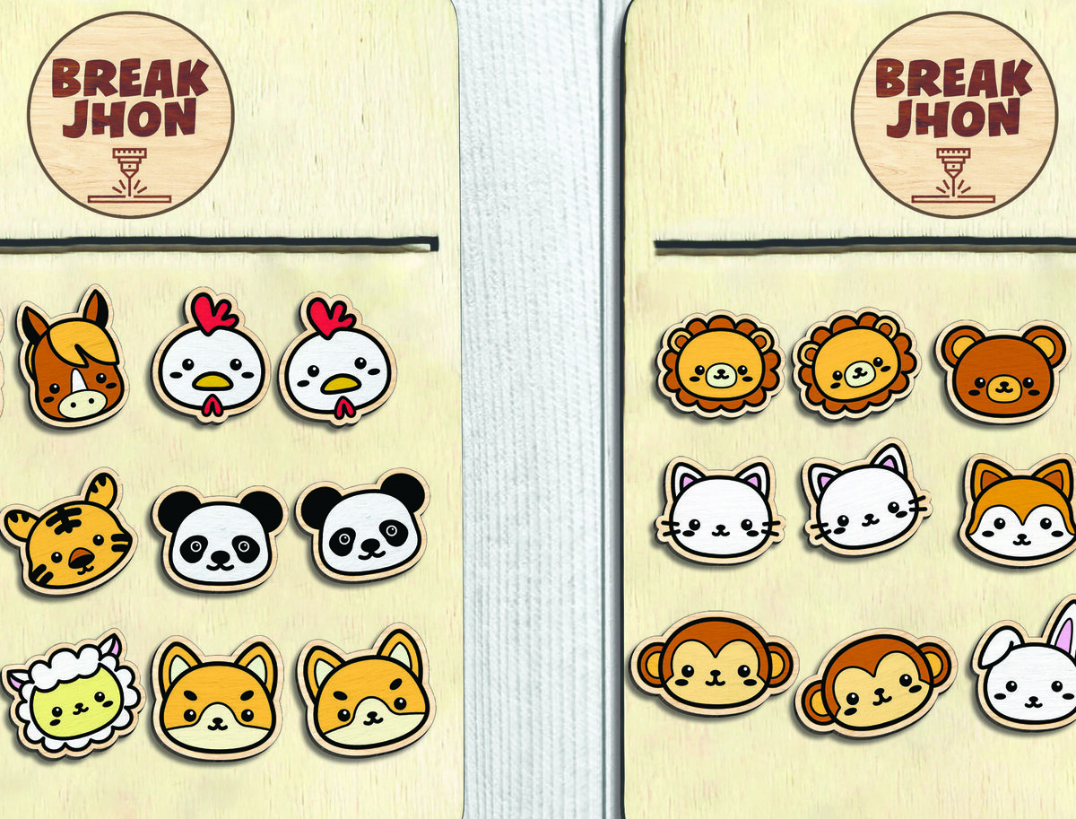 Σετ των 3 Intra απο ξύλο plywood 3mm-4mm πάχος - Cute Animal Stud Earrings -Break Jhon Δίασταση 3x3 cm INTRAFABR-94958857