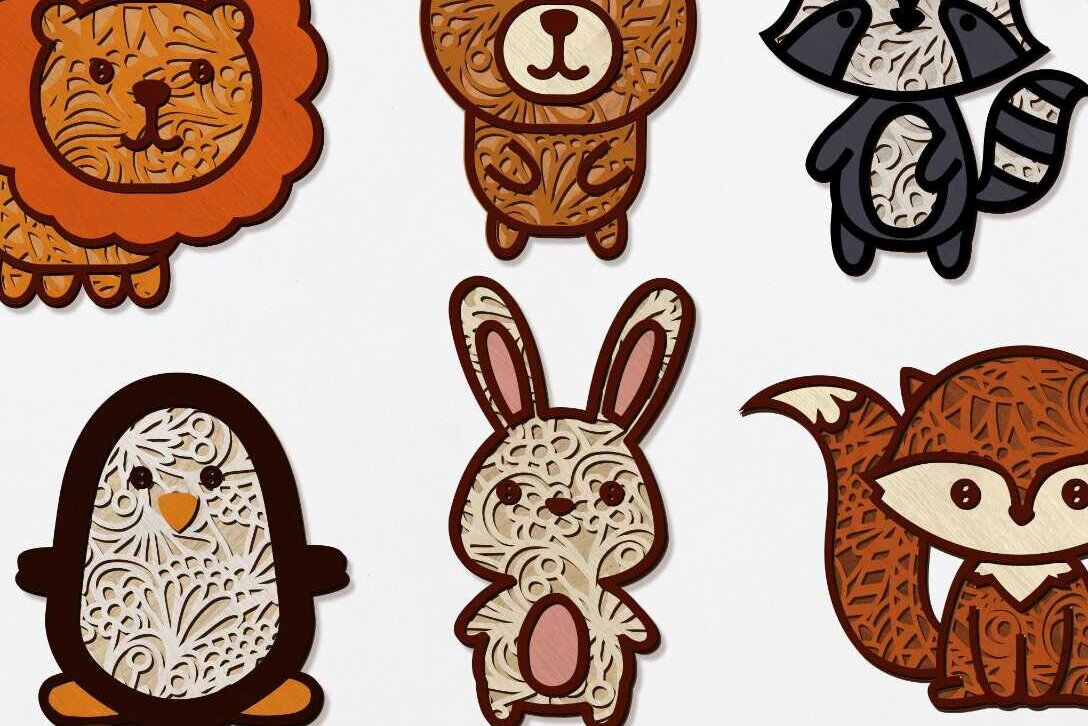 Σετ των 2 Intra απο ξύλο plywood 3mm-4mm πάχος - ΣΕΤ ΧΑΡΤΙΑΤΡΙΑ ΖΩΑ, Διακοσμητικά Πρότυπα Δίασταση 14x8 cm INTRAFABR-92325545