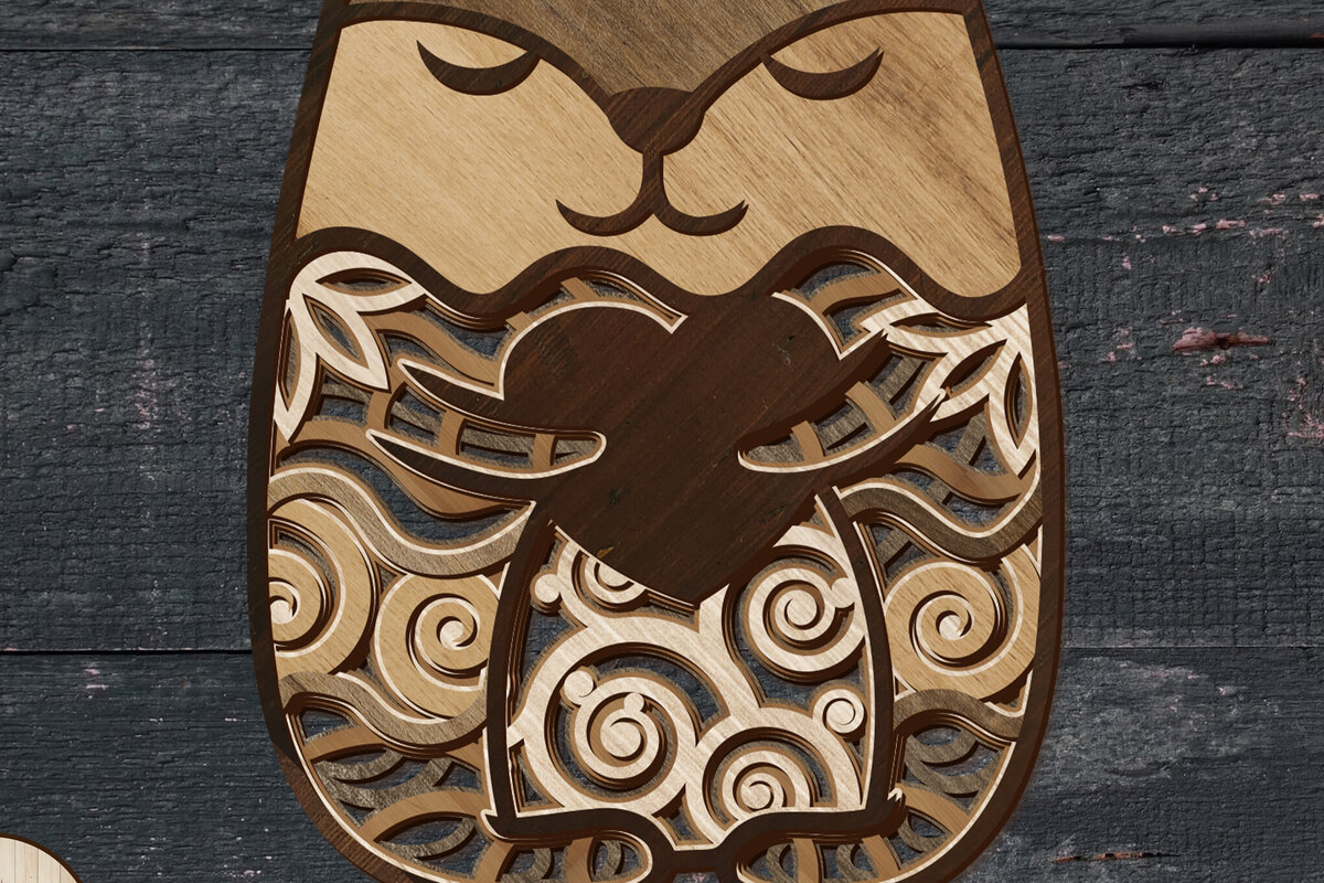 Σετ των 2 Intra απο ξύλο plywood 3mm-4mm πάχος - Χαριτωμένο αρκουδάκι με Ξύλινη Καρδιά κομμένη διακόσμηση Δίασταση 14x8 cm INTRAFABR-103195819