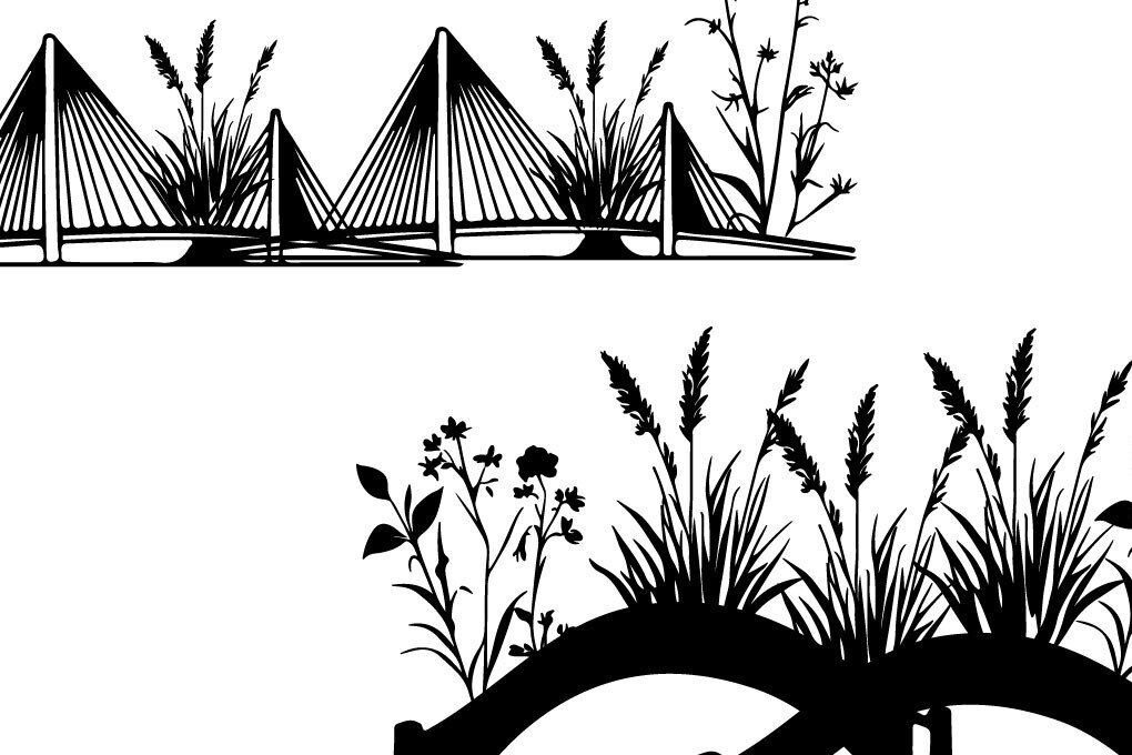 Σετ των 3 Intra απο ξύλο plywood 3mm-4mm πάχος - Χαριτωμένη γέφυρα Βοτανικού Κήπου Δίασταση 20x20 cm INTRAFABR-112437398