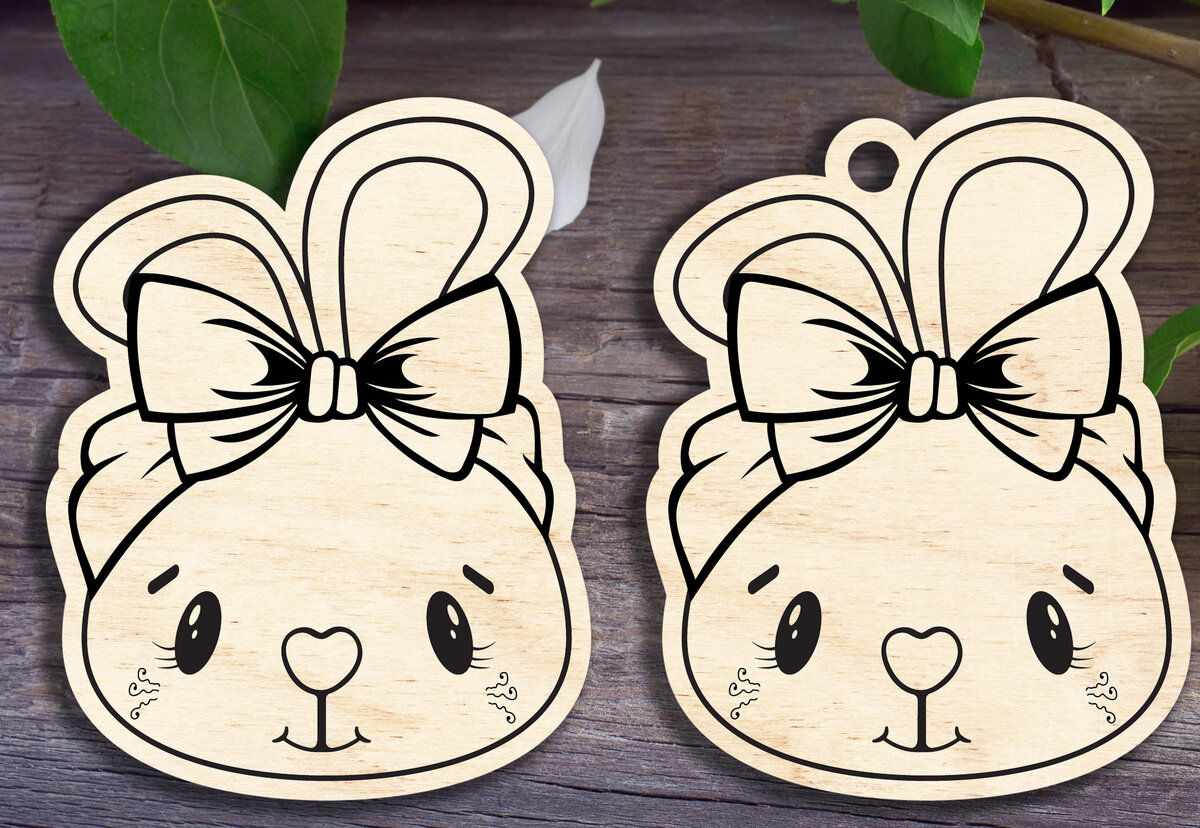 Σετ των 3 Intra απο ξύλο plywood 3mm-4mm πάχος - Χαριτωμένο λαγουδάκι Δίασταση 6x6 cm INTRAFABR-29873265