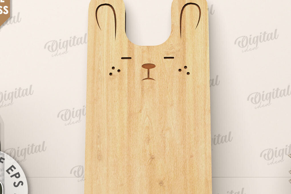 Σετ των 2 Intra απο ξύλο plywood 3mm-4mm πάχος - Cute Bunny Cutting Board Laser Cut Δίασταση 15x15 cm INTRAFABR-108577982