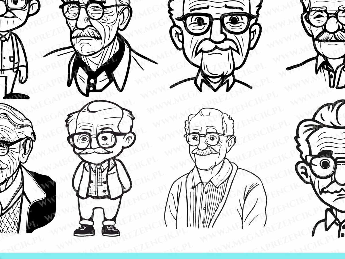 Σετ των 3 Intra απο ξύλο plywood 3mm-4mm πάχος - Χαριτωμένοι χαρακτήρες του παππού κινουμένων σχεδίων  Δίασταση 4x4 cm INTRAFABR-87941625