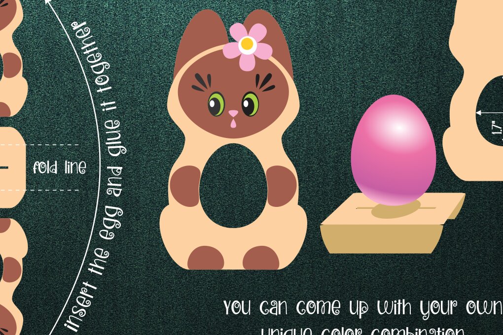 Σετ των 2 Intra απο ξύλο plywood 3mm-4mm πάχος - Χαριτωμένη Γάτα - Σοκολατένια Αυγοθήκη Δίασταση 30x20 cm INTRAFABR-8298163