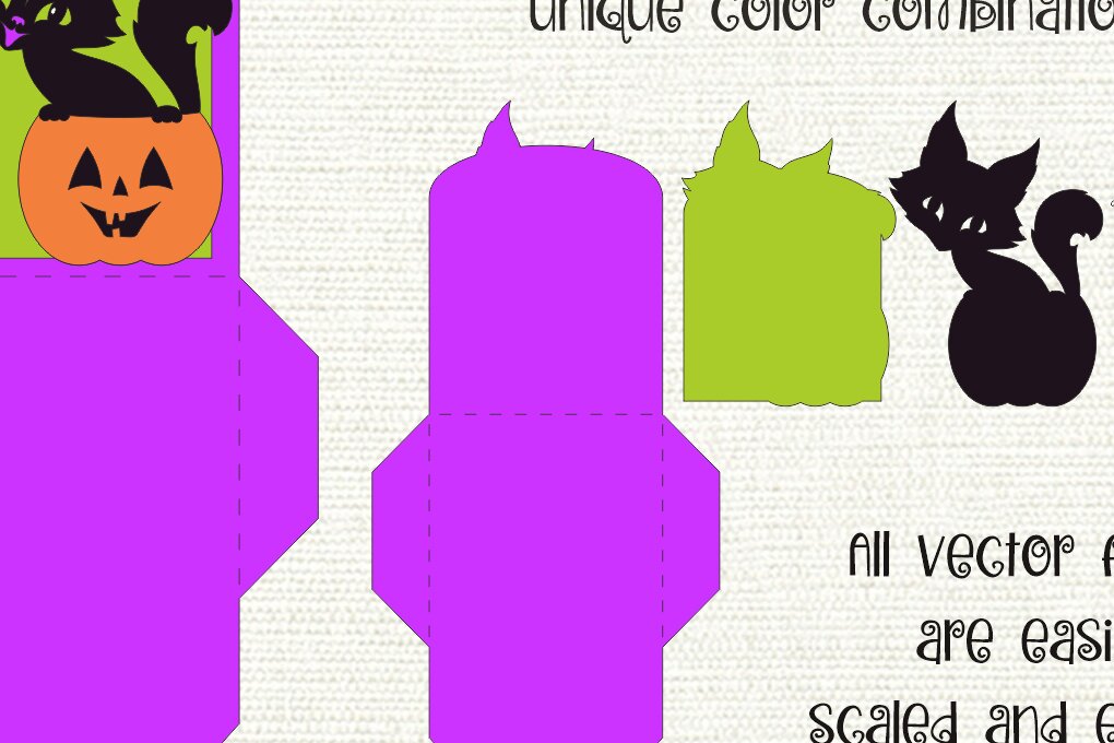 Σετ των 2 Intra απο ξύλο plywood 3mm-4mm πάχος - Χαριτωμένη γάτα | Θήκη δώρου αποκριών Δίασταση 15x15 cm INTRAFABR-99454002