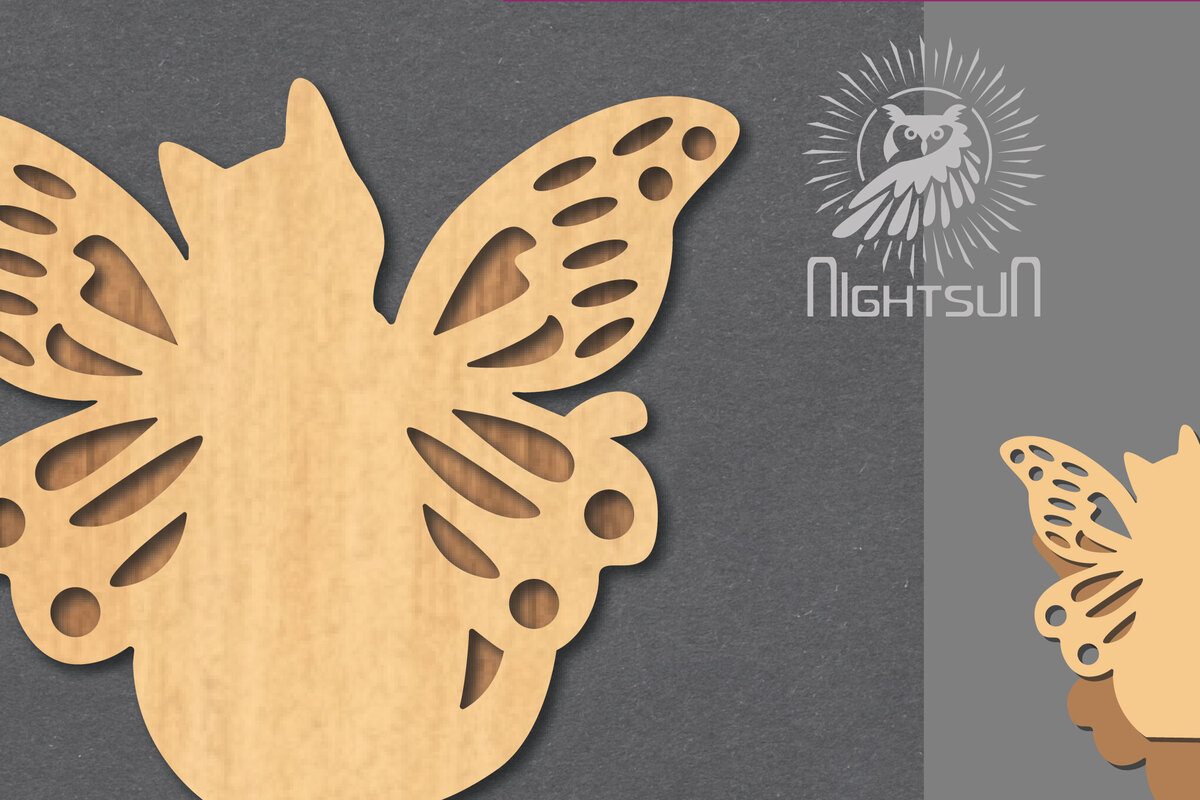 Σετ των 2 Intra απο ξύλο plywood 3mm-4mm πάχος - Cute Cat Laser Cut Decoration 6 Δίασταση 20x20 cm INTRAFABR-124403566